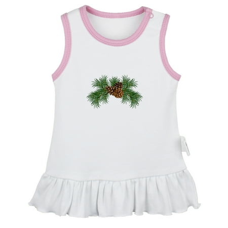

Nature Pine Cone Pattern Dresses For Baby Newborn Babies Skirts Infant Princess Dress 0-24M Kids Graphic Clothes (White Sleeveless Dresses 0-6 Months)