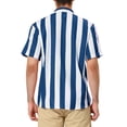 thumbnail image 3 of INSPIRE CHIC Men's Hawaiian Shirts Striped Button Down Short Sleeves Shirts Blue White S, 3 of 6