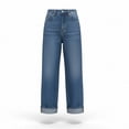 thumbnail image 5 of Miqool Women's Baggy Jeans High Waisted Straight Leg Cuffed Hem Denim Pants Spring Summer Vintage Trousers with Pockets, 5 of 5