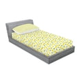 thumbnail image 2 of Ambesonne Lemon Fitted Sheet & Pillow Sham Set, Fruit Art Lemons and Leaves, Twinxl, Yellow Fern Green, 2 of 2