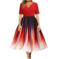 thumbnail image 2 of SMihono Robe Bohème d'Été pour Femmes Grande Taille Robe d'Été pour Femmes Décontractée Col Rond Dégradé Imprimé Manches Courtes Robe de Plage Robe de Fête, 2 of 6