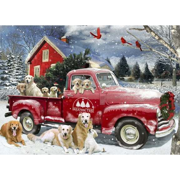 Vermont Christmas Company Box of Holiday Helpers Christmas Cards - 15 Cards & 16 Foil Lined Envelopes - Fun Dog Themed Christmas Cards - Packed in Attractive Red Box