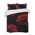 thumbnail image 2 of Red Rose Twin XL Size Down Alternative Comforter, Lightweight Comforter Quilt Bedding Set with Pillow Shams Vintage Abstract Garden Flower Floral Black All Seasons Bed Comforter Duvet Insert 68"x98", 2 of 7