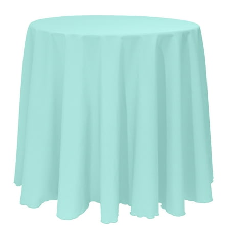 

Ultimate Textile 114-Inch Round Polyester Linen Tablecloth Aqua Blue