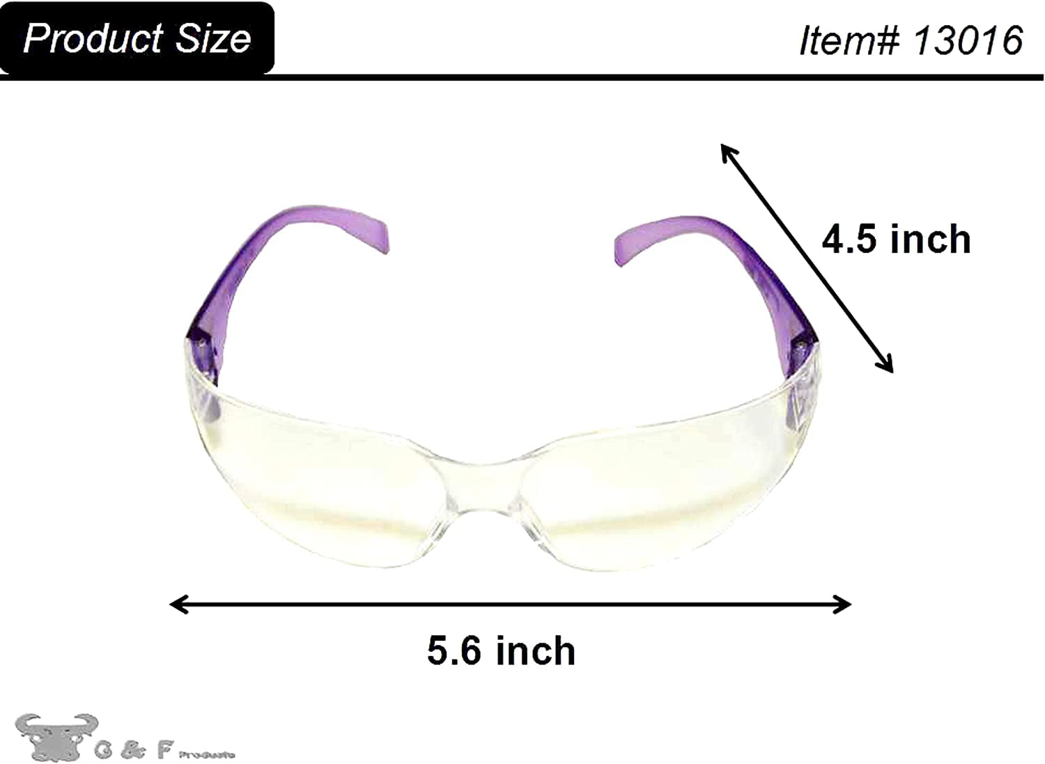 G & F Products Safety Goggles, Clear Lens Eye Protection, Impact Resistant & Clear Lenses, Pack of 6