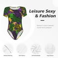 thumbnail image 6 of Naloa Mardi Gras7 Women's Short-Sleeved Onesie, One-Piece Swimsuit for Parties, dates, clubs - Small, 6 of 9