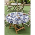 thumbnail image 4 of Outdoor Tablecloths with Umbrella Hole & Zipper, Navy Blue Coastal Round Tablecloth 54 Inch, Coral Starfish Seaside Summer Beach Waterproof Table Cloth, Patio/Pool/Picnic Table Covers, 4 of 8