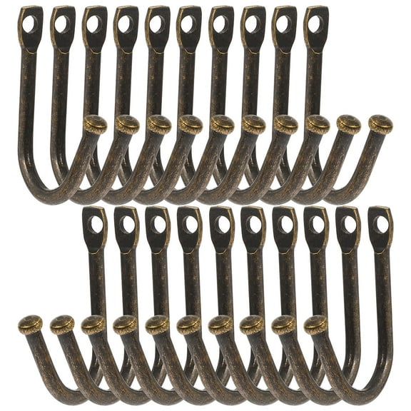 20pcs Small Wrought Iron Hooks Heavy Duty Wall Hooks for Garage Tools Hanging Metal Hooks
