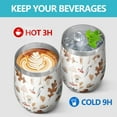 thumbnail image 4 of 12oz Stemless Wine Tumblers Fall Mushrooms Leaves Pattern Vacuum Insulated Stainless Steel Travel Tumbler Cups Mug with Lid and Straw for Champaign,Cocktail,Beer with Cleaning Brush, 4 of 5