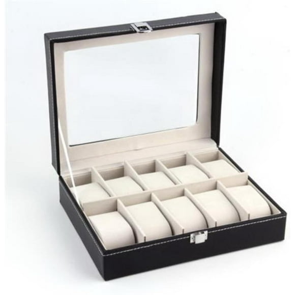 10-Digit Window Watch Box, Large-Capacity Watch Collection Display Box, Leather Watch Gift Box, Watch Storage Box