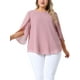 thumbnail image 1 of Blusas de verano casuales de gasa para mujer de tallas grandes Agnes Orinda, con cuello redondo y mangas 3/4, color rosa, talla 4X, 1 of 6
