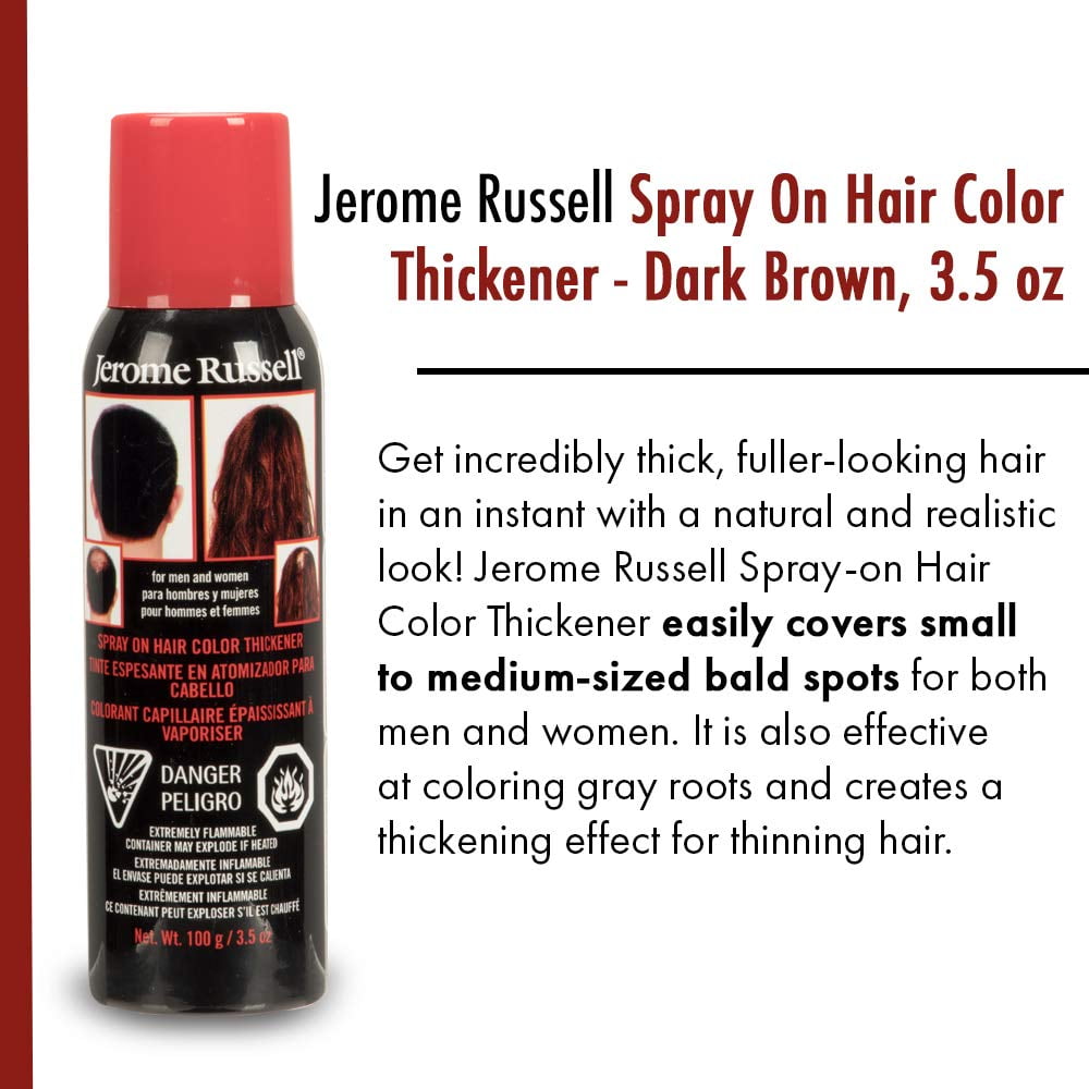 Jerome Russell Spray-On Hair Color Thickener, Dark Brown 3.50 oz (Pack of 3)