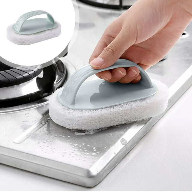 Cepillo de Limpieza de Cocina con Mango | Cepillo para Fregar Estufas | Esponja de Plástico Resistente para Fregar Ollas y Baños | Quitamanchas de Azulejos | Herramienta Multiusos para Limpiar Cocina