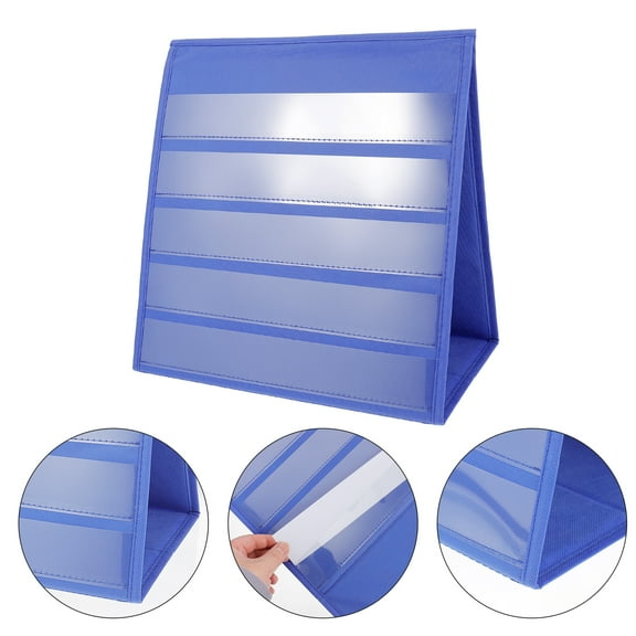 1Pc Pocket Chart, 33x30.5cm Small Pocket Chart Table Double Sided Sentence Strips Pocket Chart with 20Pcs 5x30cm Dry Erase Cards for Classroom Home Office