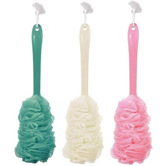 UCEC 3 Pack Sponge Bath Brush, Long Handle Loofah Bath Exfoliating Brush for Men Women Shower Body Cleaning