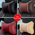 thumbnail image 2 of Almohada para el cuello del asiento del automóvil, reposacabezas, cojín de apoyo, asiento tejido de cuero PU, almohada de seguridad negra para automóvil, accesorios para automóvil, 2 of 5