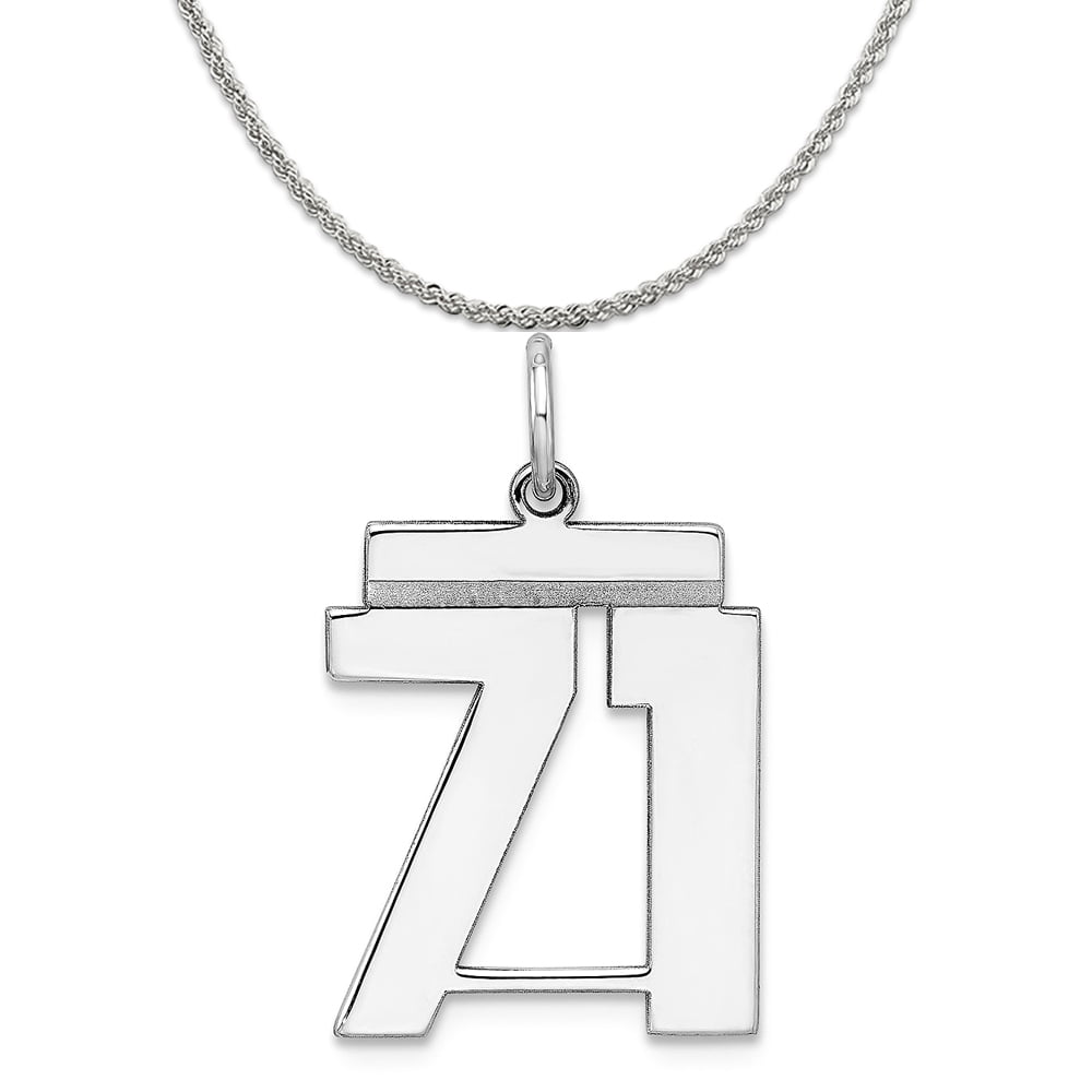 14K White Rhodium Finish Designer Link Necklace with Lab Diamond 16mm 