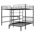 thumbnail image 5 of Harper & Bright Designs Full Over Twin Metal Bunk Bed, L Shaped Loft Bed Frame with Built-in Desk and Shelves, Black, 5 of 13