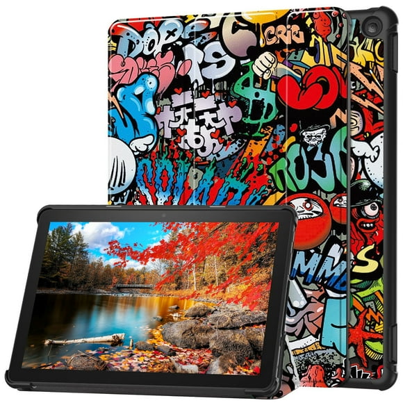 Case for Tablet Amazon Fire HD 10 2023 Release 13th Folding Magnet Cover for Amazon Fire HD 10/ Fire HD 10 Plus Case Tablet Graffiti B