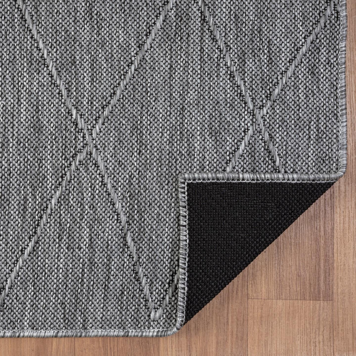 Luxe Weavers Non-Slip Washable Outdoor Gray 6x9 Area Rug, Modern Geometric Carpet