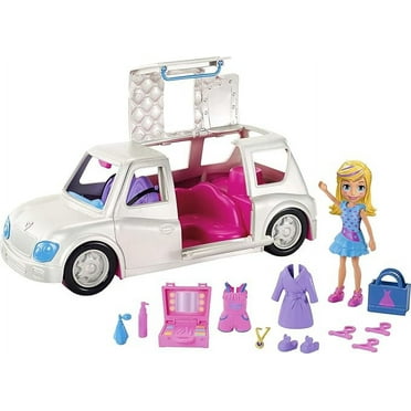 Polly Pocket Vehicle Toy with 3-inch Doll & 14 Fashion Accessories, Arrive In Style Limo Playset