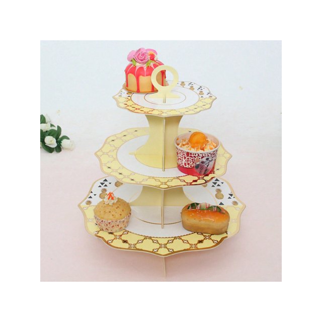 1pc Paper Scallop Trim Gold Cake Stand