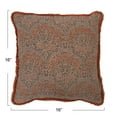 thumbnail image 2 of Creative Co-Op Cotton Pillow with Metallic Printed Floral Pattern and Eyelash Fringe, 2 of 11