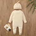 thumbnail image 2 of WIBACKER Newborn Baby Boy Girl Waffle Knit Footie Jumpsuit Long Sleeve Romper Hat Fall Winter Clothes, 2 of 8