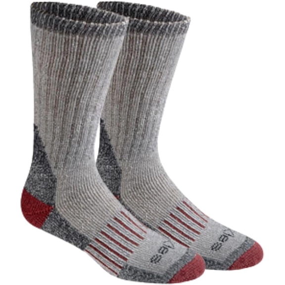 Dickies Men's 2 pairs Wool Blend Thermal Crew Socks, Sizes 6-12, Black