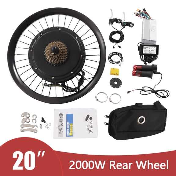 DUYIWAA 72V 2000W Rear Wheel Motor 20inch Wheel Electric Bicycle Conversion Kit LCD Display 9 Speeds