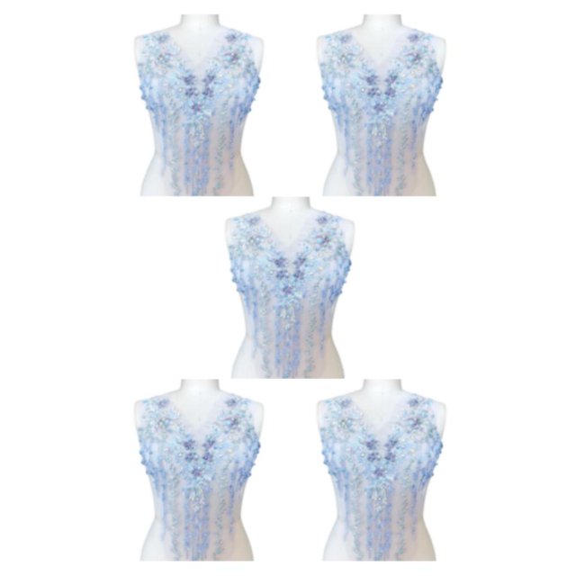 maskred Sturdy And Durable Lace Applique With 3D Beads And Rhinestones With Materials Are Sturdy And Durable Multiple Colors Light purple B 5Set