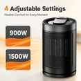 thumbnail image 2 of EuKer 1500W Ceramic Heater, Portable Space Heater with Remote Control, ECO Thermostat & 60° Oscillation Mode for Office, Bedroom & Home, Black, 2 of 8