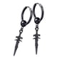 thumbnail image 5 of Aretes Hugo estilo vintage Huggie acero inoxidable Plata negro, 5 of 10