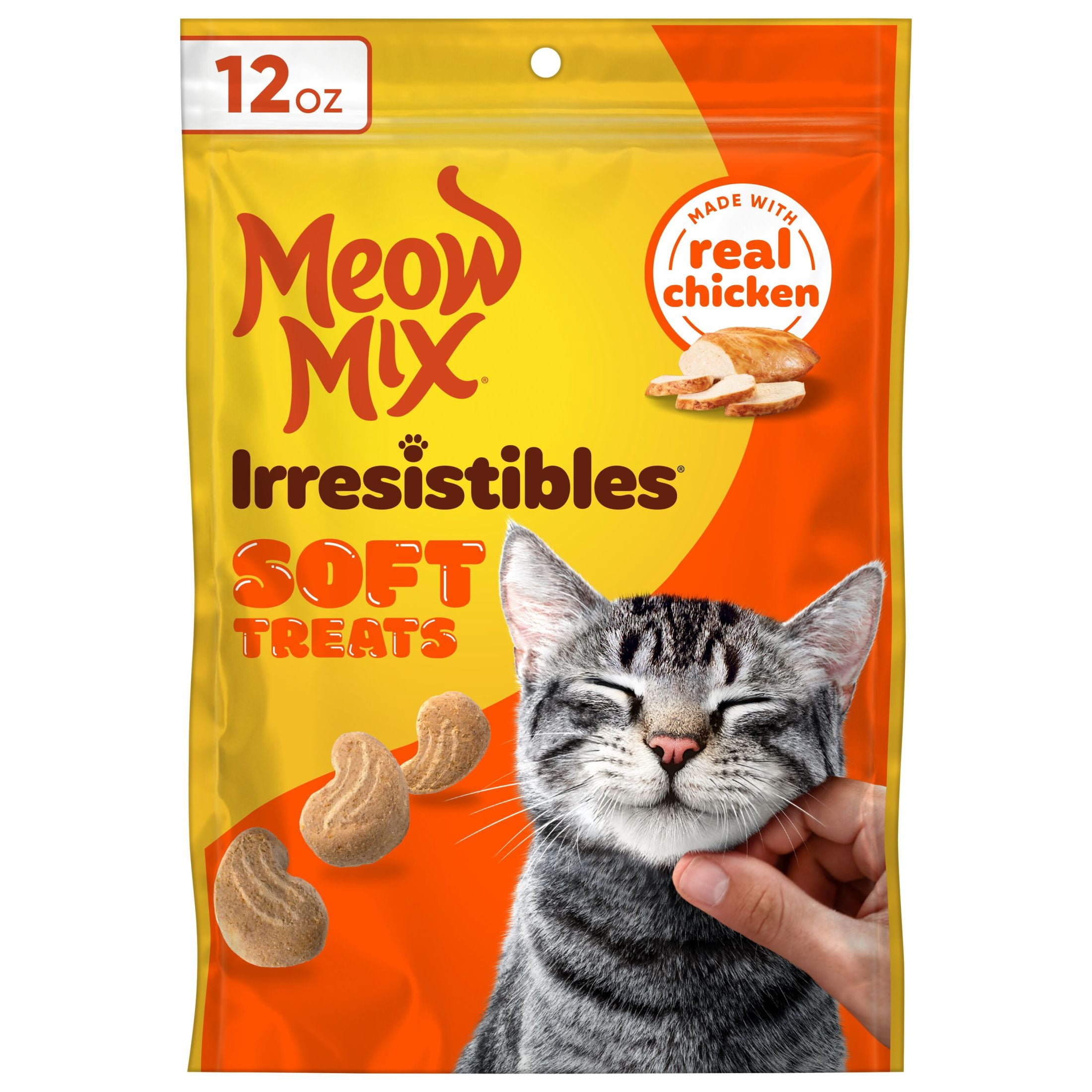 Bundle and Save! Meow Mix Irresistables Cat Treats - Soft with White meat Chicken &amp; Salmon, 2 12-Ounce Bag