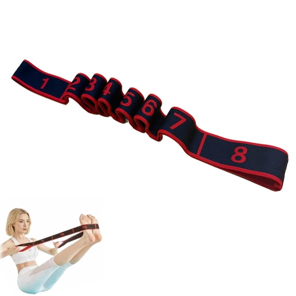 8 section elastic stretch strap Fitness Stretch Band with Number Markings, Elastic Training Strap, numbered resistance bands for glutes for Yoga, Pilates