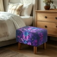 thumbnail image 3 of Xixirimido Purple Sprkling Butterfly Daisy Pattern Ottoman Cover Stretch Rectangular Footstool Slipcover with Nonslip Elastic Base, Universal Fit for Storage Ottomans & Ottoman Footrests, Large, 3 of 7