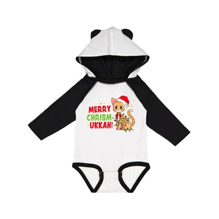 

Inktastic Merry Chrismukkah Cute Cat with Lights and Santa Hat Gift Baby Boy or Baby Girl Long Sleeve Bodysuit