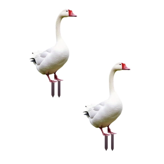 2Pcs Elegant Big White Goose Garden Statue Acrylic Big White Goose Decoration Big Goose Garden Accessories Suitable For Big Goose Outdoor Garden Decoration Card Slot