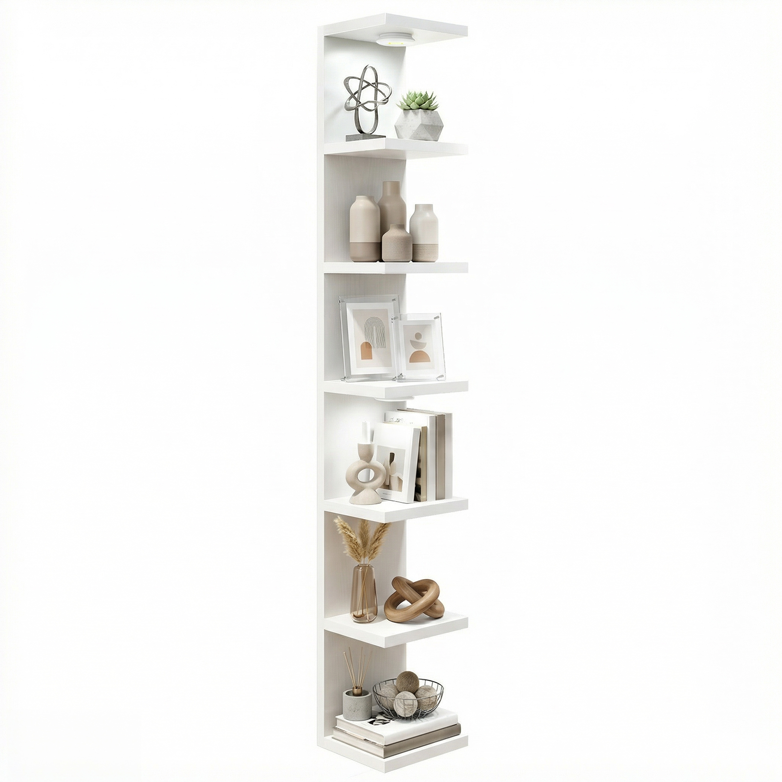 Fairy 7-Tier Wall Mounted Shelf Unit with LED Lights, White photo 5