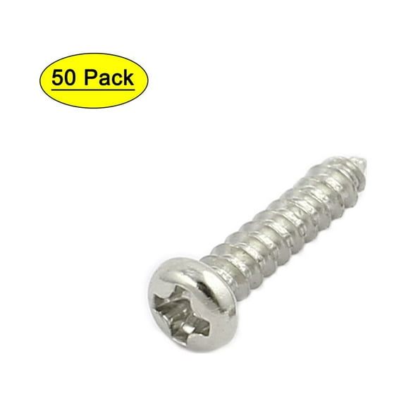 50Pcs M2x10mm Stainless Steel Round Head Self Tapping Screws Bolts