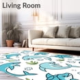 thumbnail image 2 of ODIKA 3'x5' Machine Washable Non-Slip Area Rug, Whimsical Sea Creatures Bathroom Accessories Complete High Traffic Rug with Pad, Blue, 720738, 2 of 8