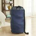 thumbnail image 3 of Household Essentials Rolling Pop Up Hamper, Drawstring Closure with Shoulder Strap and Removable Wheels, Blue, 3 of 6