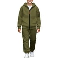 thumbnail image 2 of Mifsaly Boys Girls Sweatsuit 2 Piece Teen Casual Tracksuit Set Kids Full Zip Hooded Jacket Teen Hoodie Tween Baggy Straight Leg Athletic Joggers with Pockets Running Unisex Preppy Matching Outfits, 2 of 9