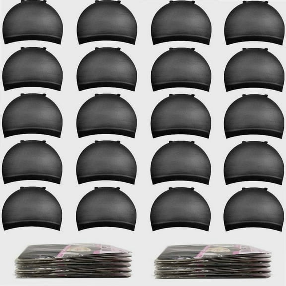 Wig Caps, 20pcs Black Stocking Caps For Wigs Stretchy Nylon Wig Caps Wig Caps For Women Man-Black