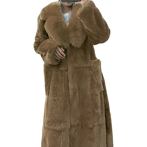 Winter Coats for Women Plus Size Luxury Faux Furs Coat Warm Outerwear ...