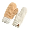 thumbnail image 2 of Warop Womens Winter Knitted Mittens, Thick Fleece-Lined Solid Color, Warm Thermal Gloves for Outdoor Activities and Daily Use, 2 of 3