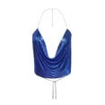 thumbnail image 1 of Gibobby de impresión para mujer Ropa sexy Rebordear Ajustable Sin mangas Sin espalda Halter Crop Top Club Vintage Tank Tops(Azul,G), 1 of 3