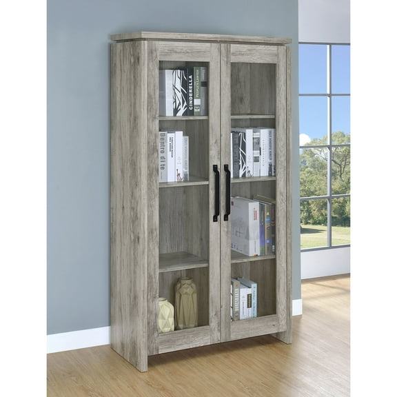 Living Room Cabinets Myerson Grey Driftwood 2-Door Engineered Wood Tall Cabinet,Primary Living Space Cabinets