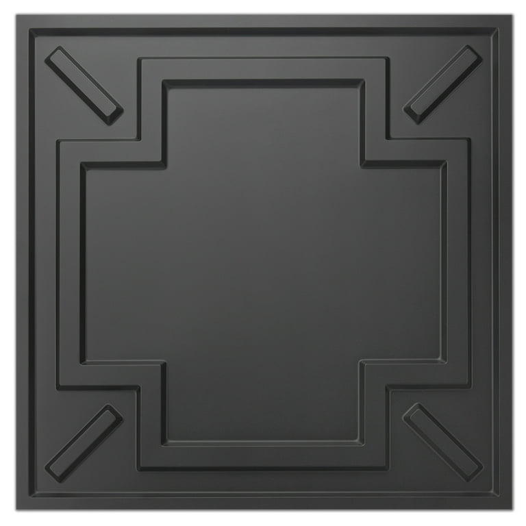 Art Decorative Drop Ceiling Tile 2 X2 Glue Up Textured Panel Plastic Sheet In Black 12 Pack Com