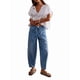 thumbnail image 1 of Pantalones Vaqueros Holgados de Tiro Bajo para Mujer, Informales, con Cintura Elástica y Bolsillos. Azul XL, 1 of 8